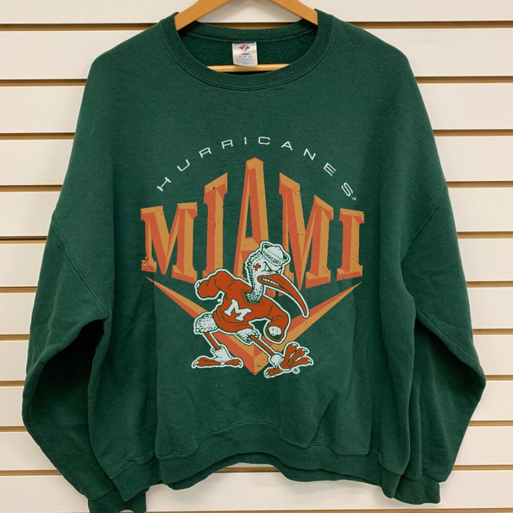 Vintage University Of Miami Hurricanes Football Sweatshirt, Retro NCAA Shirt Tee